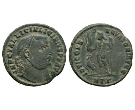 315-316 AD. Heraclea mint. Obv: IMP C VAL LICIN LICINIVS PF AVG legend with laureate head right. Rev: IOVI CONS-ERVATORI AVGG