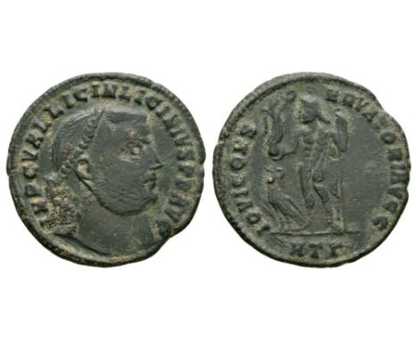 315-316 AD. Heraclea mint. Obv: IMP C VAL LICIN LICINIVS PF AVG legend with laureate head right. Rev: IOVI CONS-ERVATORI AVGG