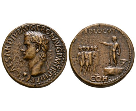 19th century AD or earlier.. Obv: C CAESAR DIVI AVG PRON AVG P M TR P III legend with laureate head left. Rev: ADLOCVT above 