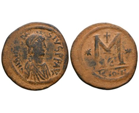 491-518 AD. Constantinople mint. Obv: DN ANASTASIVS PP AVG legend with pearl-diademed, draped, cuirassed bust right. Rev: lar