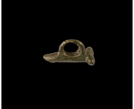 1st-2nd century AD. A bronze amulet in the form of a phallus with suspension ring to the top.  787 grams, 28mm (1 1/4"). Prop