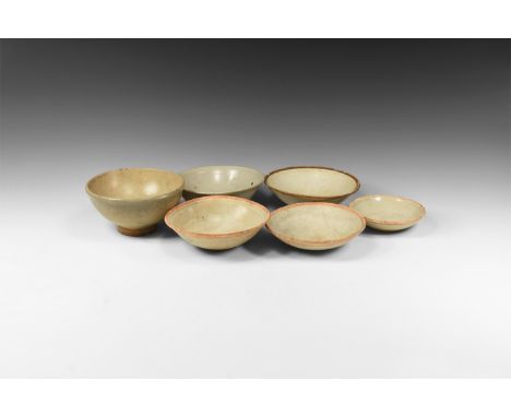 Song Dynasty, 960-1127 AD. A mixed group of glazed ceramic bowls and dishes.  1.6 kg, 15cm (6"). Private collection, Cambridg