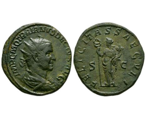 249-251 AD. Rome mint. Obv: IMP C M Q TRAIANVS DECIVS AVG legend with radiate, draped and cuirassed bust right. Rev: FELICITA