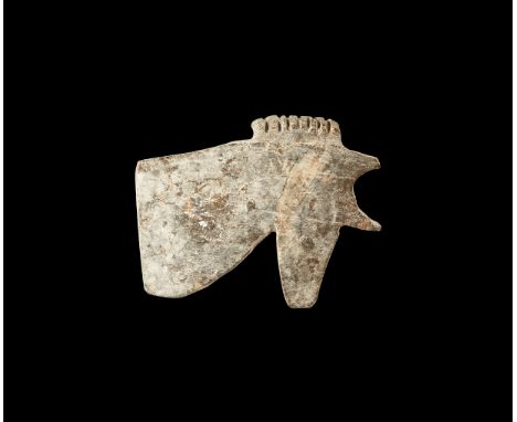 Third Intermediate Period, 1069-702 BC. A carved steatite wedjat amulet with ribbed suspension flange above, unpierced. Cf. A