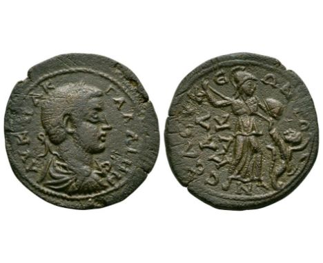 253-268 AD. Obv: AY K P L K GALLIHNOC legend with laureate, draped and cuirassed bust right. Rev: CELEYKEWN TWN KALYK legend 