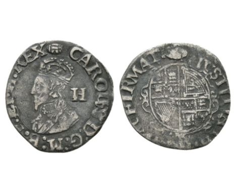 1636-1638 AD. Group D, type 3a1. Obv: profile bust with II behind and CAROLVS D G M B F ET H REX legend with 'tun' mintmark. 