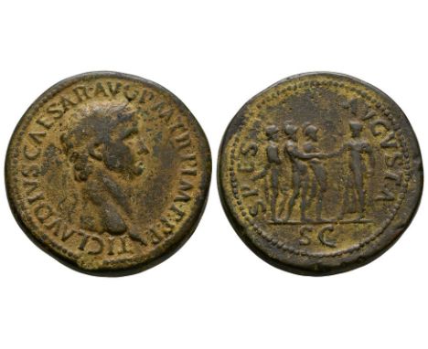 19th century AD or earlier.. Obv: TI CLAVDIVS CAESAR AVG P M TR P IMP P P legend with laureate bust right. Rev: SPES AVGVSTA 