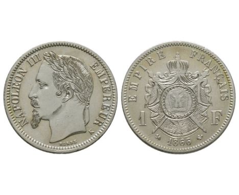 Dated 1866 AD. Bordeaux mint. Obv: profile bust (with tooling) with small 'K' mintmark below and NAPOLEON III EMPEREUR legend