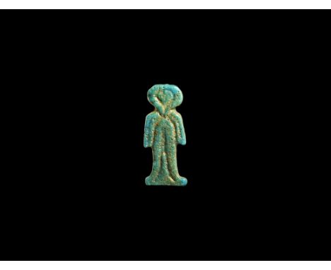 Saite Period, 624-525 BC. A turquoise glazed composition amulet of the tit or Girdle of Isis, with dorsal pillar. See Andrews