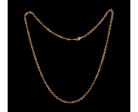 3rd century AD. A necklace of gold double-links with hook-and-eye closure, volute scroll and granule. Cf. Ruseva-Slokoska, L.