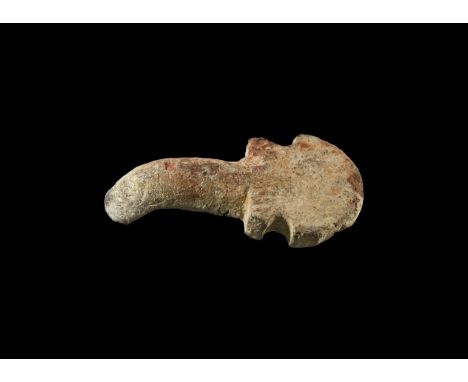 6th century AD. A lead-alloy master for the production of a clay mould from which to cast a shield-on-tongue buckle tongue; v