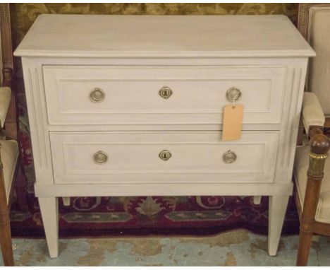 COMMODE, Gustavian style traditionally grey painted with two long drawers and tapering supports, 97cm x 43cm x 87cm H.
