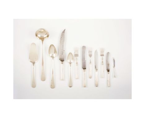 A twelve covers cutlery setSilver and silver 833/000Comprising of soup ladle, serving spoon,  carving knife and fish slice, s