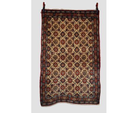Veramin rug with mina-khani design, north central Persia, mid-20th century, 5ft. 3in. X 3ft. 5in. 1.60m. X 1.04m. Crease mark