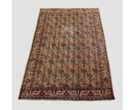 Yazd zil-i-sultan carpet, central Persia, circa 1930s-40s, 10ft. 4in. X 7ft. 6in. 3.15m. 2.29m. Overall wear; with patch and 