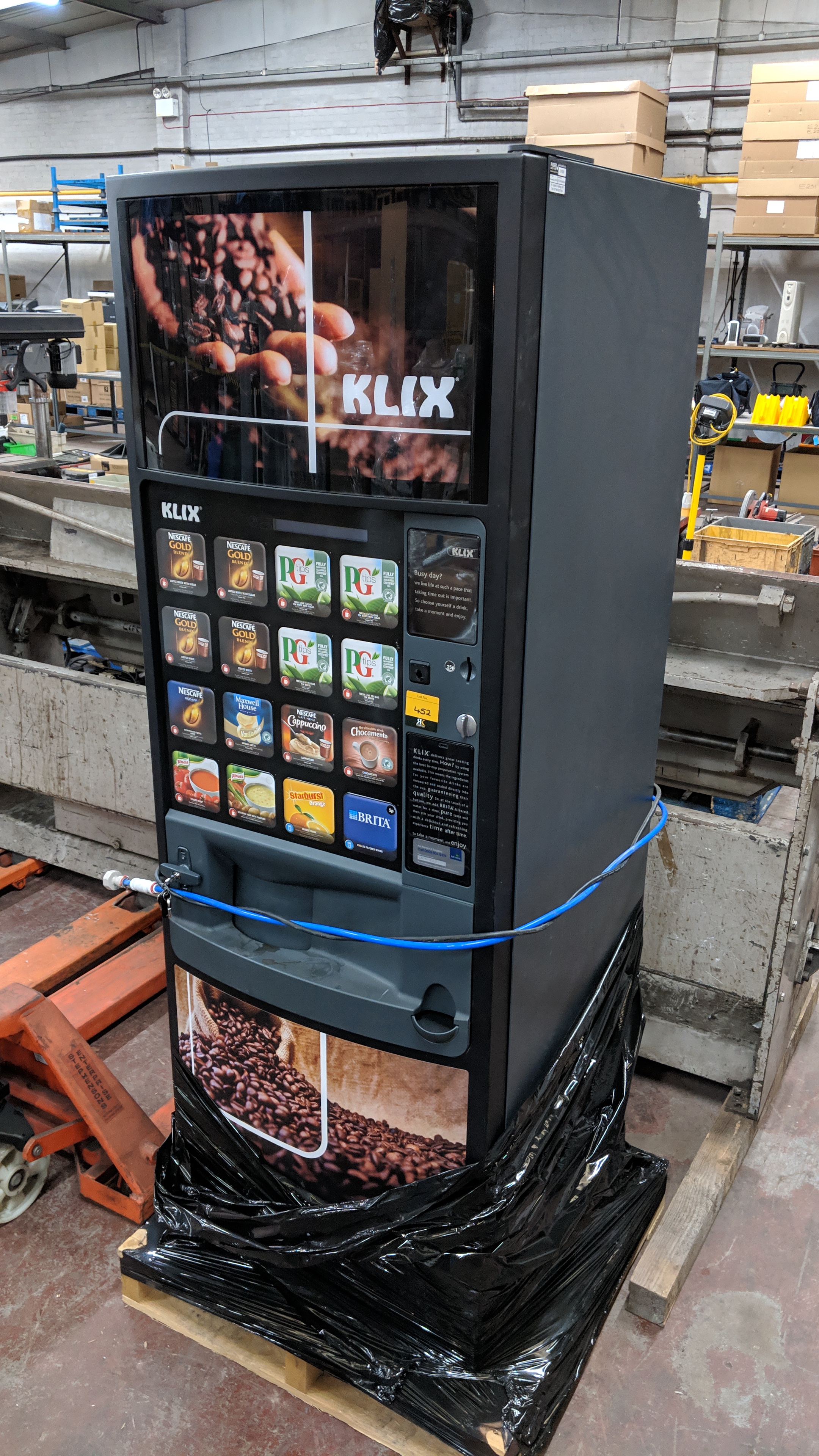 Klix vending machine including keys, dated February 2013 on label at ...