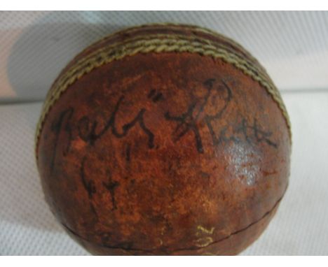 George Herman Ruth (Babe) A signed cricket ball signed "Babe Ruth 64 C1930. 
From the estate of Sir Clive Bourne who was the 