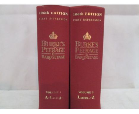 100th Edition First Impression of Burke's Peerage & Baronetage (Two Volumes)