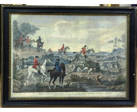 Thomas Burford (c.1710-c.1780) after James Seymour (c. 1702-1752): A pair of coloured mezzotints depicting hunting subjects '