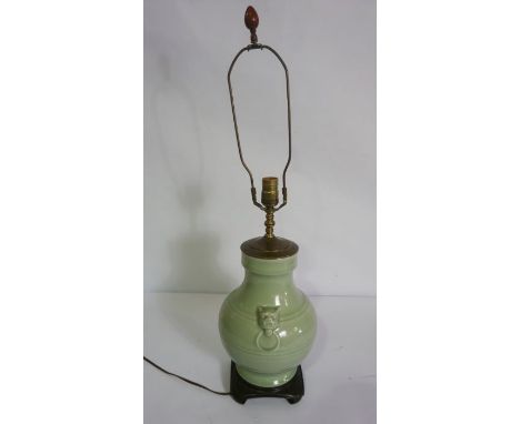 A Chinese monochrome archaistic vase, set as a table lamp, 20th century, vase 30cm high; together with a pair of modern decor