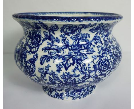 A large Keeling Losol Ware 'Cavendish' planter or jardiniere, with underglaze blue decoration, 27cm high, 36cm diameter