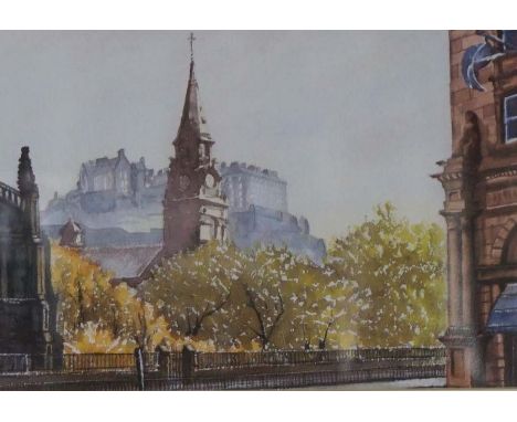 Fifteen assorted pictures and prints, including a watercolour view of Edinburgh Castle (15)