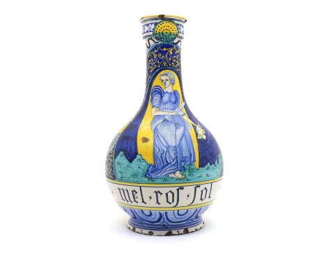 An Italian Maiolica vase, of recent manufacture, in the 17th century style, depicting Salome holding the head of John the Bap