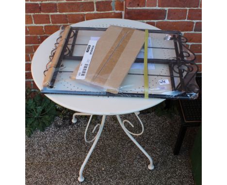 A cream painted metal table and an Ikea shelf unit (BNIB)