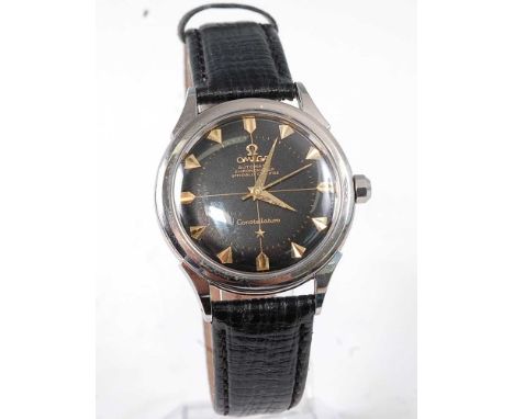 A gent's Omega Constellation chronometer 'officially certified' steel cased automatic wristwatch, having signed black dial wi