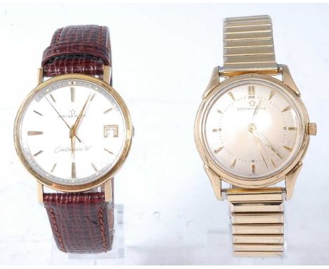 An Eternamatic gent's gilt metal cased automatic wrist watch having signed champagne dial with baton markers, luminous hands,