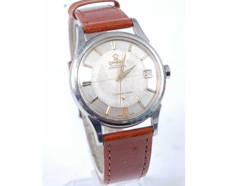 A gent's Omega Constellation chronometer automatic gold plated capped and stainless steel wristwatch, having a signed silvere