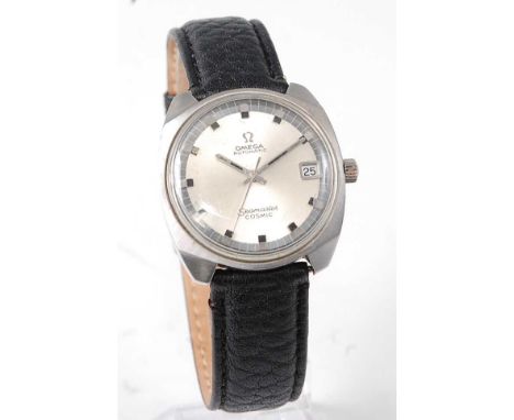 A gent's Omega Seamaster Cosmic steel cased automatic wristwatch, having a signed silvered dial with baton markers, date aper