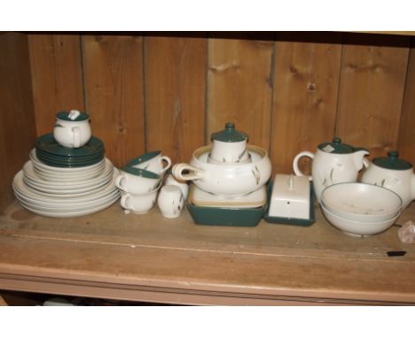 Various Denby Green Wheat pattern dinnerware, to include coffee pot, teapot, butter dish, cups, saucers, plates, etc, (a quan