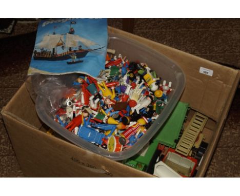 Various Playmobil figures, vehicles, etc, costume jewellery, LED safe light, part tea sets, folding card table, etc, (a quant