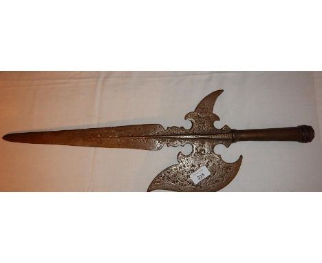 An ornamental steel pike or axe head, 63cm.