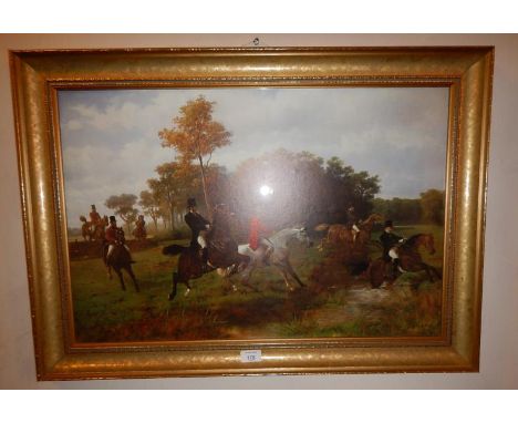 After Otto Von Thoren. 19thC hunting scene, coloured print, the original dated 1859, 46cm x 68cm.`