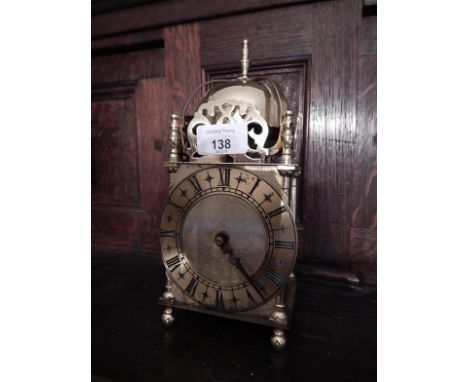 A Smiths brass lantern type mantel clock.