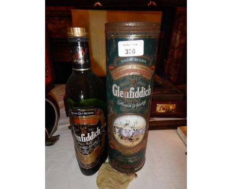 A bottle of Glenfiddich Scotch Whisky.