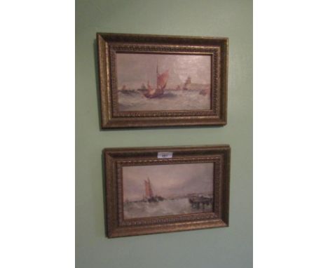 A pair of modern prints, of coastal scenes with shipping, and a further landscape print, (3).