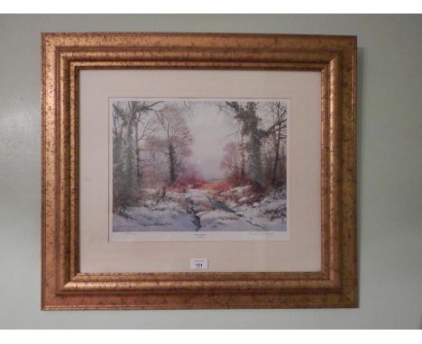 After Gordon Lindsay. Winter woodland, signed coloured limited edition print, no. 483/500, 31cm x 39cm