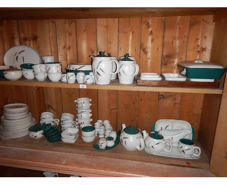 A large and extensive service of Denby Green Wheat dinner, tea, coffee and breakfast ware, also condiment sets, egg cups, ser