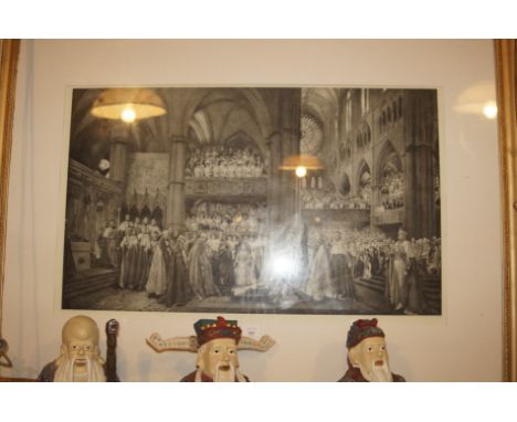 Coronation of King George V, monochrome lithograph, published 1913, 51cm x 84cm.