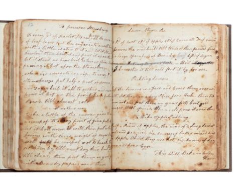 Cookery. A 19th c manuscript anthology of recipes, 94pp, various early 19th c and later hands, some leaves with tipped-in MS 