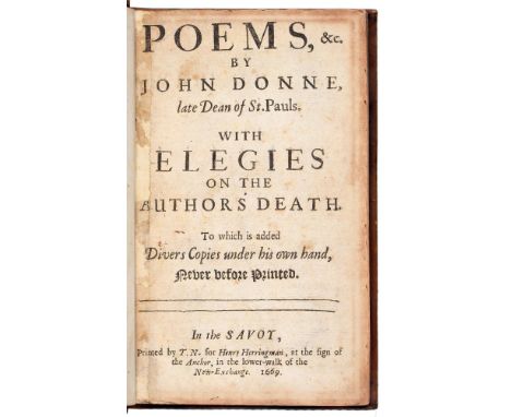 Donne (John, late Dean of St. Pauls), Poems &amp;c. with Elegies on the Author's Death. To which is added, Divers (sic) Copie