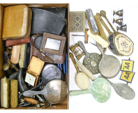 Miscellaneous bygones,&nbsp;including two silver backed clothes brushes,&nbsp;mixed dates and makers' marks, other dressing-t