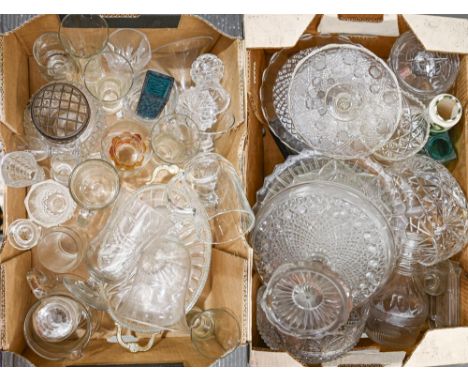 Miscellaneous glassware, early 19th c and later, including a mallet-shaped decanter and mushroom stopper, 21cm h, bowls, etc 