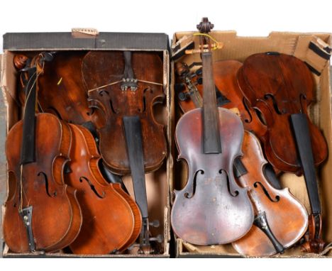 A violin carcass, labelled&nbsp;Jacobus Stainer, 1660,&nbsp;one-piece back, tramline purfling, 35.5cm l excluding button, ano