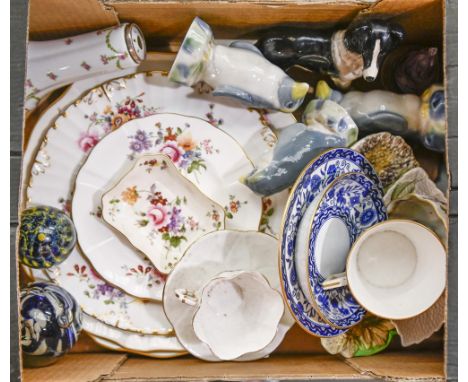 Miscellaneous ceramics, including Royal Crown Derby Posies, an earlier Royal Crown Derby blue and white trio, glass paperweig