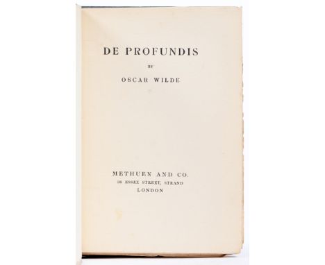 Wilde (Oscar), De Profundis,&nbsp;first edition, London: Methuen and Co., 1905, with half-title and 40pp publisher's catalogu