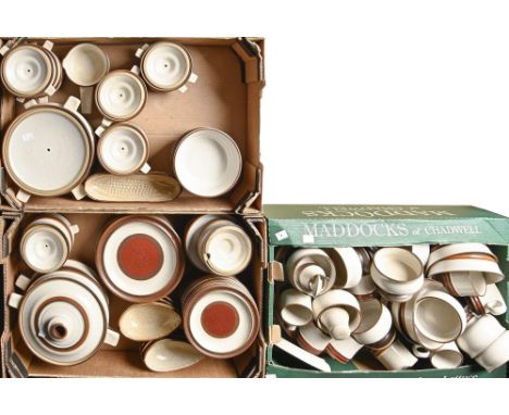 Denby dinnerware, c. 1980,&nbsp;including four serving dishes and covers, ecuelles and covers, dessert and side plates, coffe